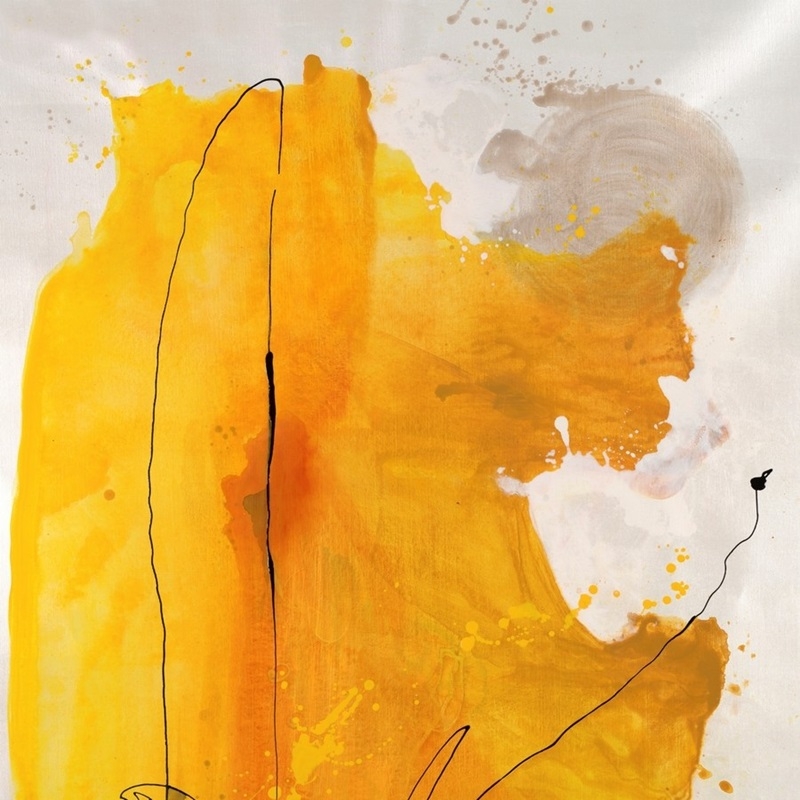 Wall Art: Contemporary Gestural Line Painting with Ink Wash Effect