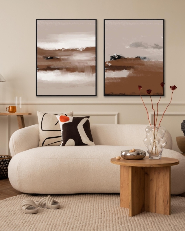 Wall Art Diptych Set Abstract Landscape Earthy Tones Organic Modern