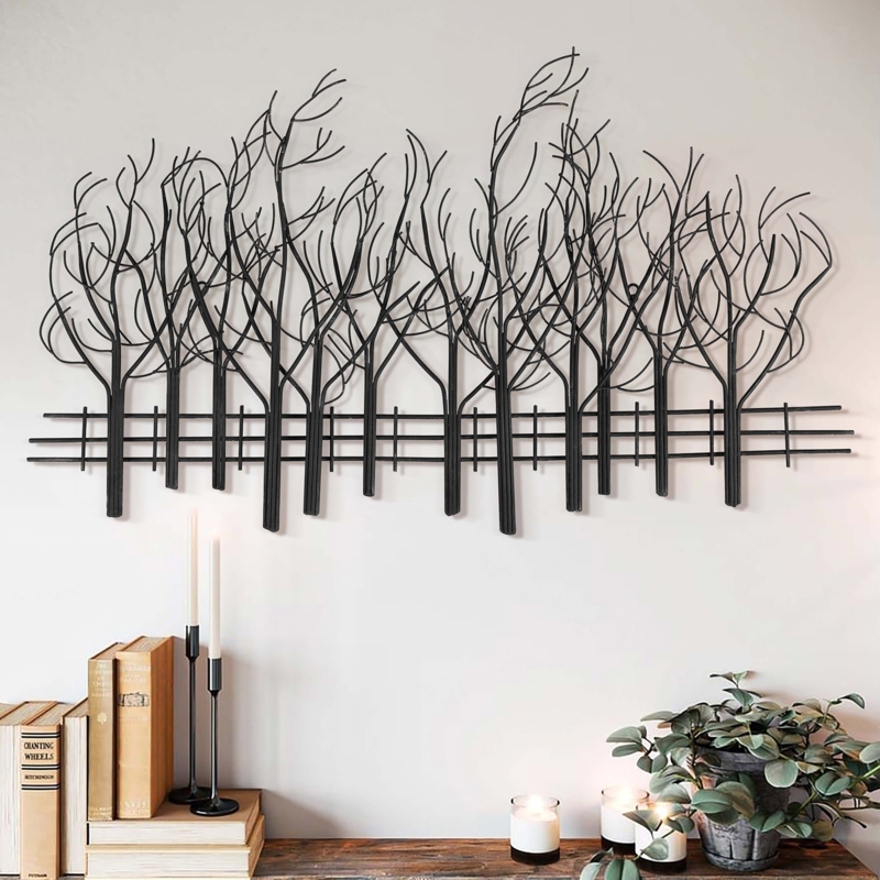 Wall Art: Forest Silhouette Wide Horizontal Landscape Decor