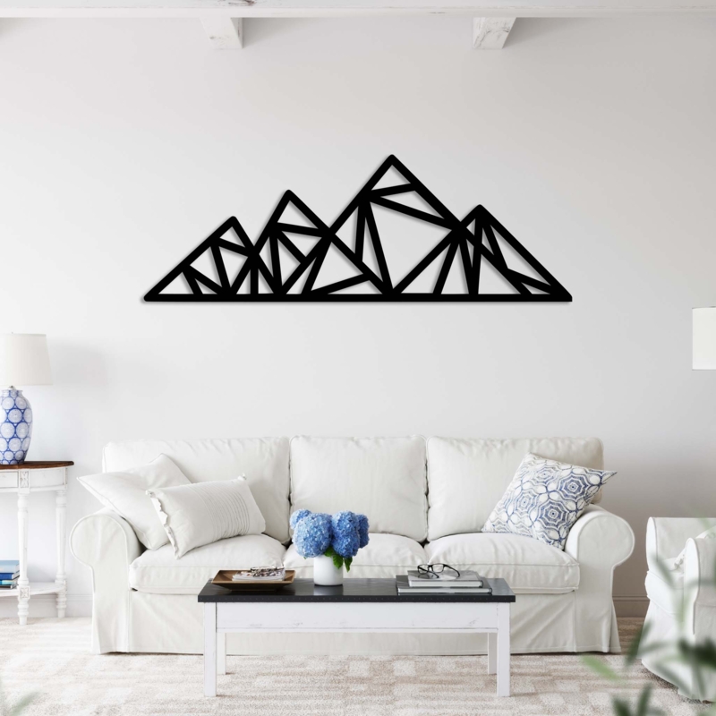 Wall Art: Geometric Metal Mountain Silhouette Laser Cut Decor