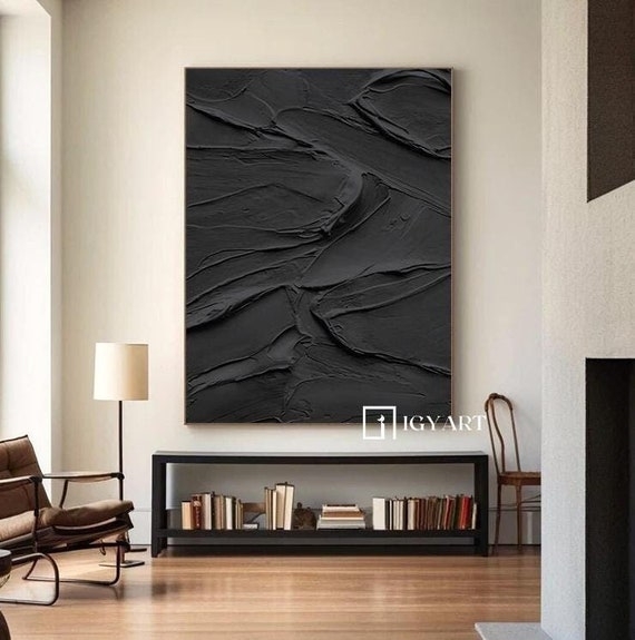 Wall Art: High Relief Impasto Texture Monochromatic Abstract Painting