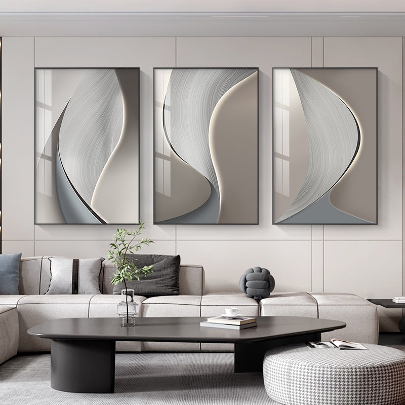 Wall Art: Industrial Abstract Triptych with Copper Accents