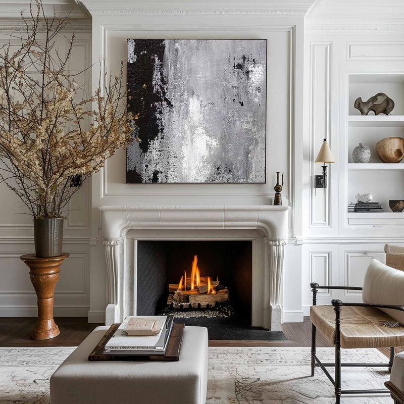 Wall Art: Large Square Abstract Canvas with Textured Surface