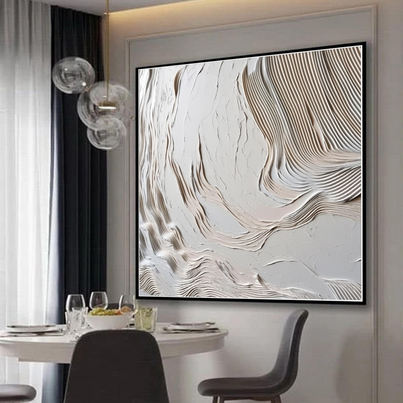 Wall Art Large Square Black Framed Heavy 3D Impasto Canvas