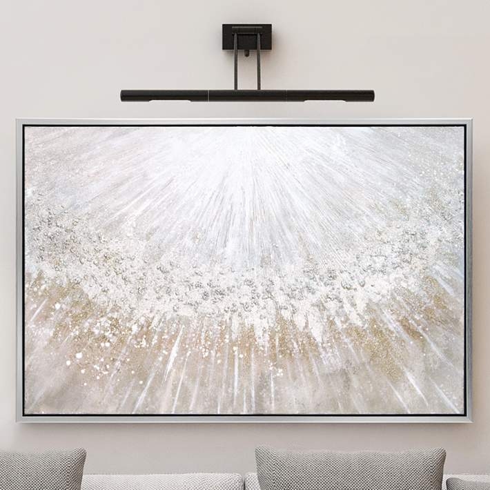 Wall Art: Metallic Textured, Radial Burst Design, Framed Canvas