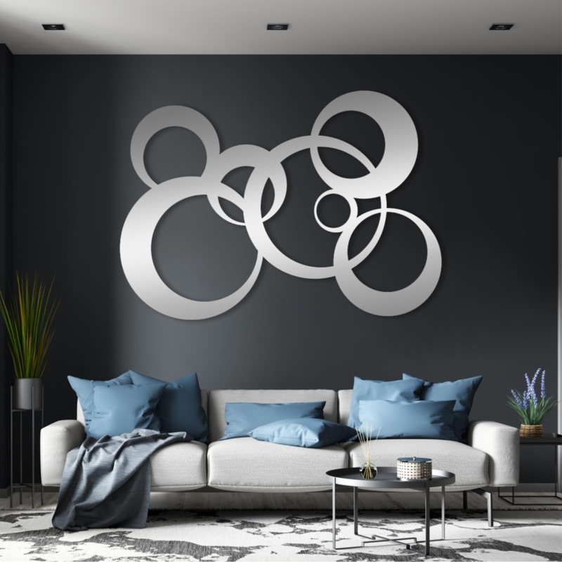 Wall Art Minimalist Wireframe Construction Interlocking Circles