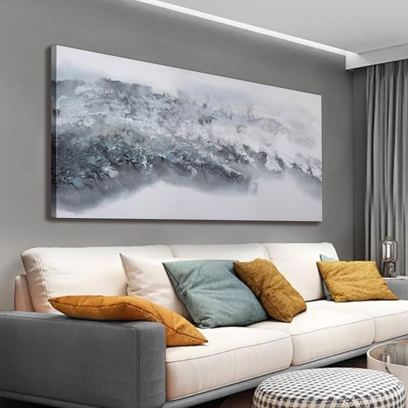 Wall Art: Oversized Abstract Canvas with Gold Accents