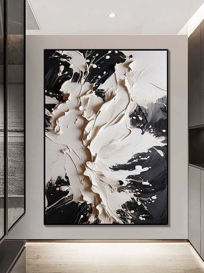 Wall Art: Oversized Minimalist Dark Impasto with Barren Earth Pattern