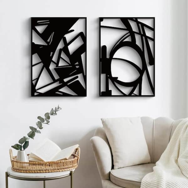 Wall Art Set: 3D Geometric Wireframe Sculptures Decor