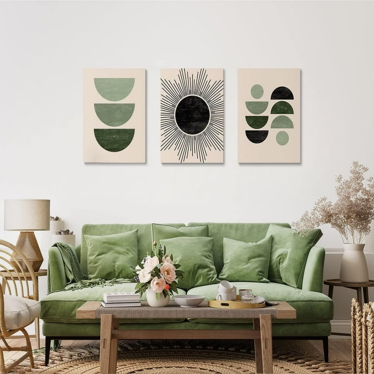 Wall Art Set Botanical Geometric Mix Mid Century Boho Style Prints