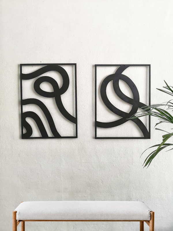 Wall Art Set: Continuous Line Art Triptych Decor