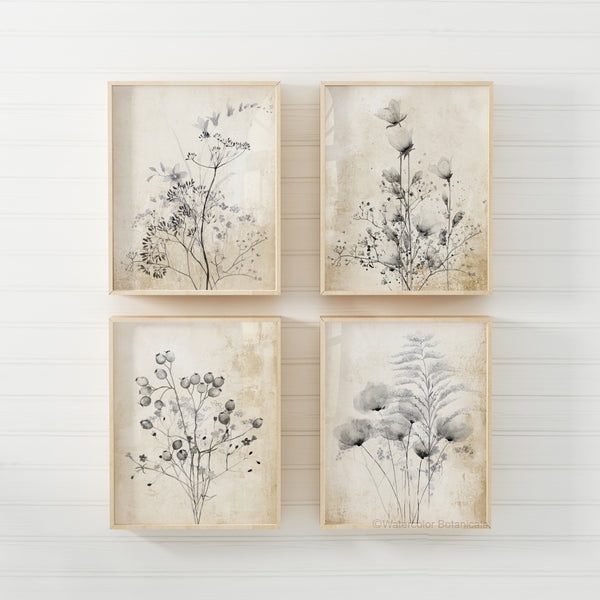 Wall Art Set Farmhouse Grid Gallery Wall Decor Light Wood Frames