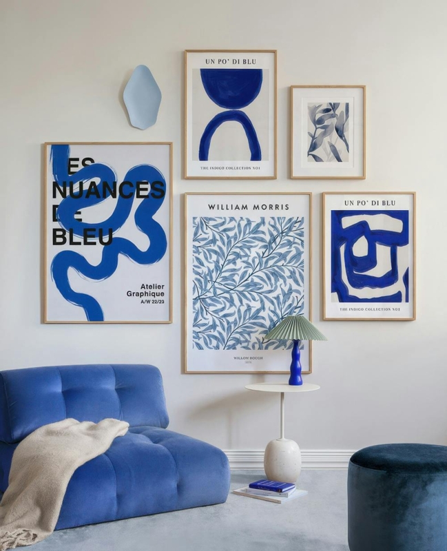 Wall Art Set: Ocean Theme Gallery Wall, Light Oak Frames. Coastal Decor.