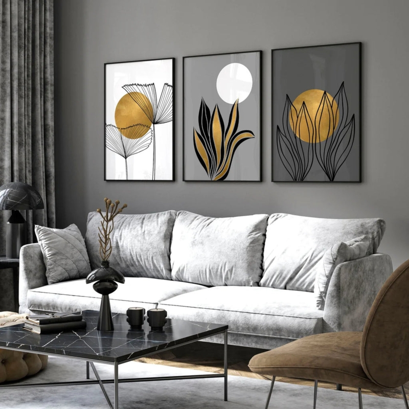 Wall Art: Set of 3 Botanical Prints as Hallway Gallery Set