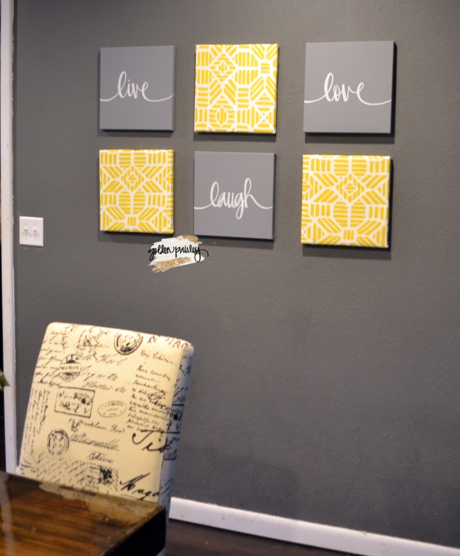 Wall Art Set of 6 Geometric Yellow Gray Abstract Prints