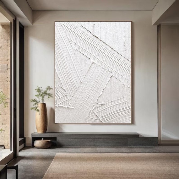 Wall Art Square Unframed Sculptural Impasto Texture Japandi Style