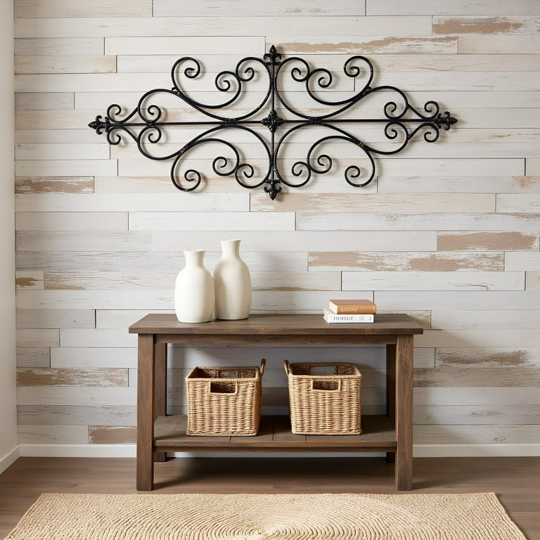 Wall Art Symmetrical Scrollwork Large Horizontal Span Rustic