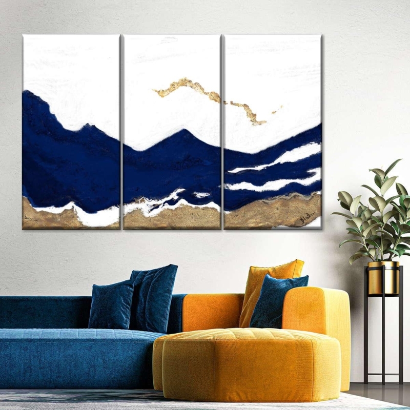 Wall Art Three Panel Triptych Abstract Marbled Texture Monochrome