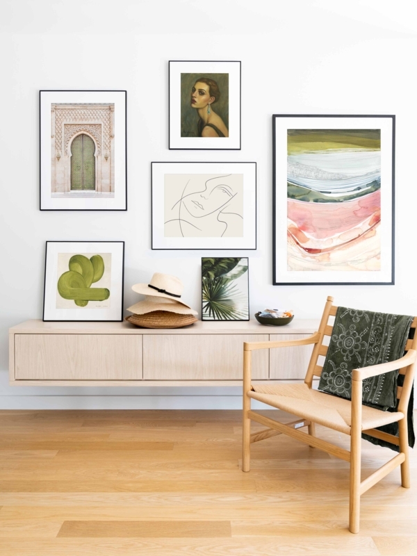 Wall Art Trio Framed Abstract Prints Monochromatic Minimalist Set