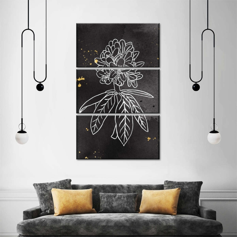 Wall Art Triptych: Contemporary Abstract Dark Frames Minimalist Display