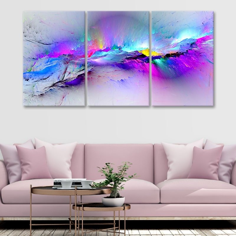 Wall Art Vibrant Abstract Triptych Three Panel Layout Modern Decor
