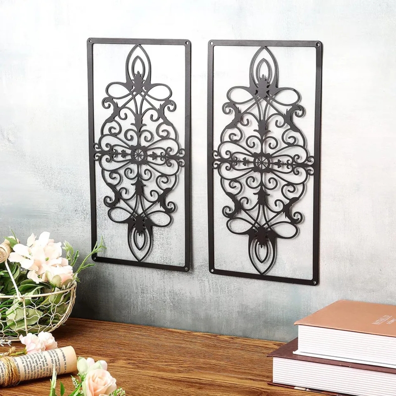 Wall Art: Victorian Wrought Iron Scrollwork Bird Motif Decor