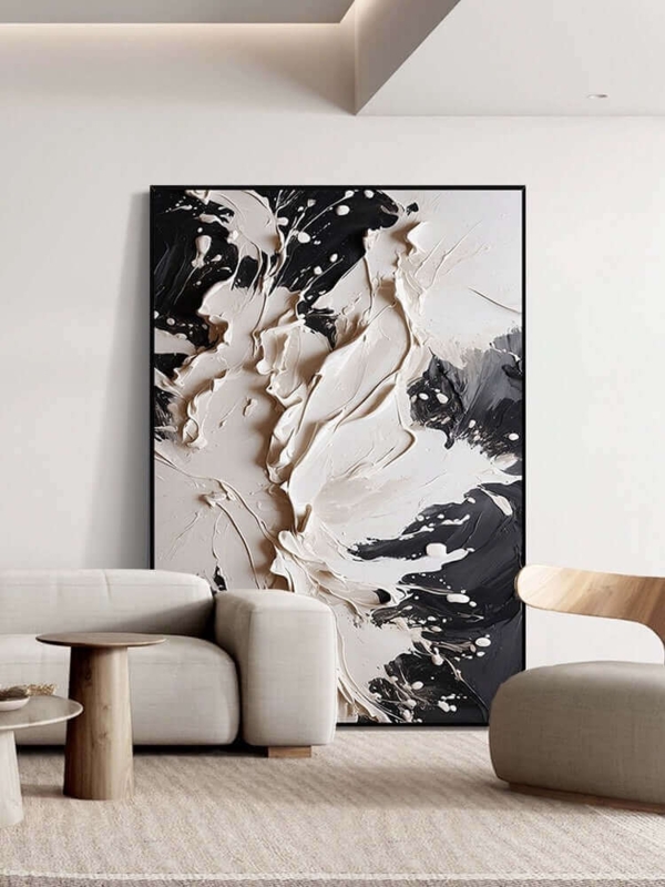 Wall Art: Wabi-Sabi Dark Impasto with Organic Vertical Lines