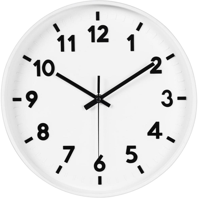 Wall Clock 3D Numerals Monochromatic White Tonal Modern