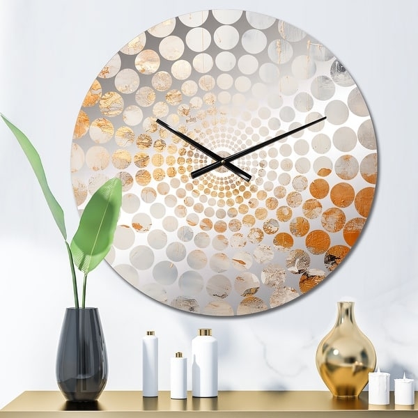 Wall Clock Abstract Blooming Gold Hands Frameless Round Glossy