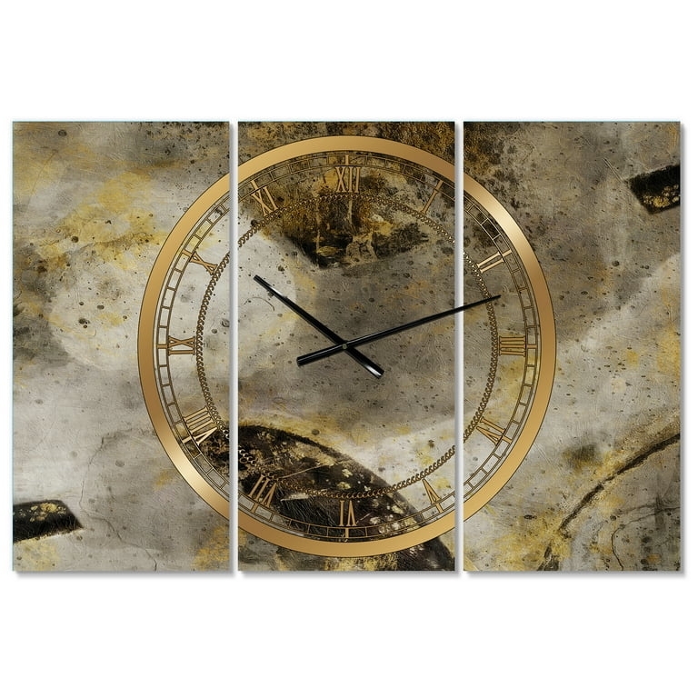 Wall Clock Abstract Landscape Mountain Motif Neutral Decor