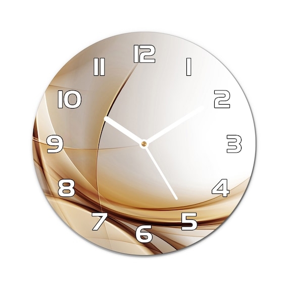 Wall Clock Abstract Wavy Orange Accents Minimalist Round Scandi