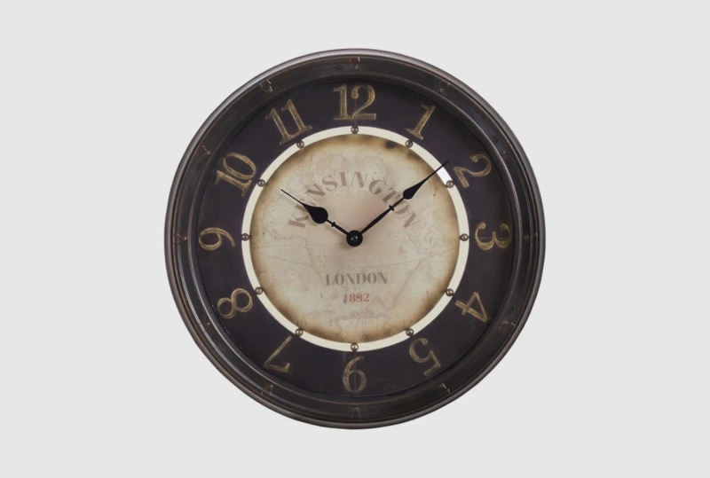Wall Clock Antique Brown Finish 16 Inch Round Transitional Roman Dial