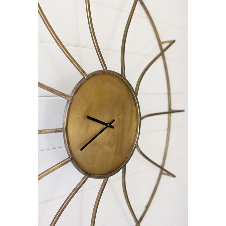 Wall Clock Antique Metal Finish Oversized Roman Numerals Vintage