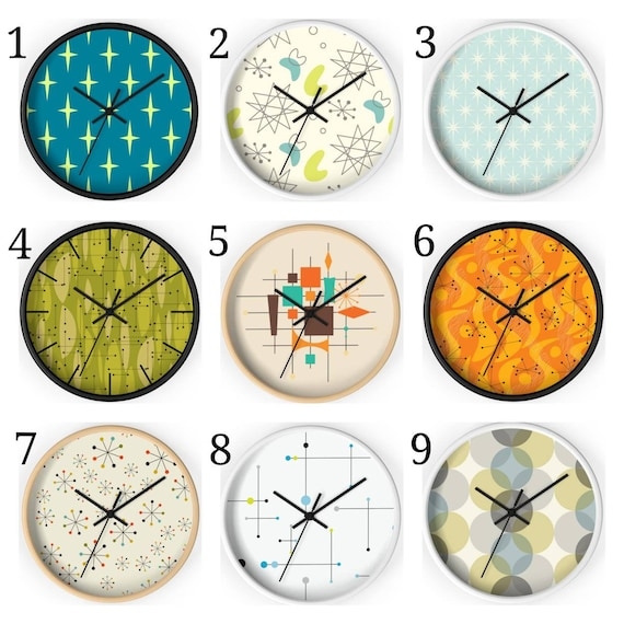 Wall Clock Atomic Starburst Silhouette Teal Geometric MCM Decor