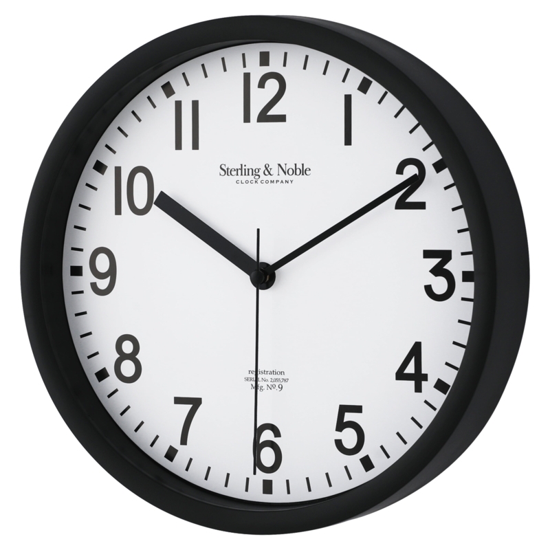 Wall Clock, Basic Round with Slim Black Bezel and High-Contrast Dial