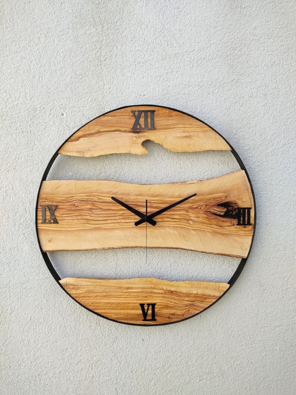 Wall Clock Bohemian Starburst Frame Wood Slice Center Mosaic Decor