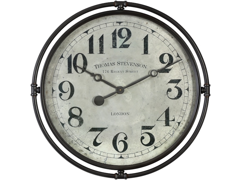 Wall Clock Charcoal Bronze Exposed Gears Skeleton Industrial
