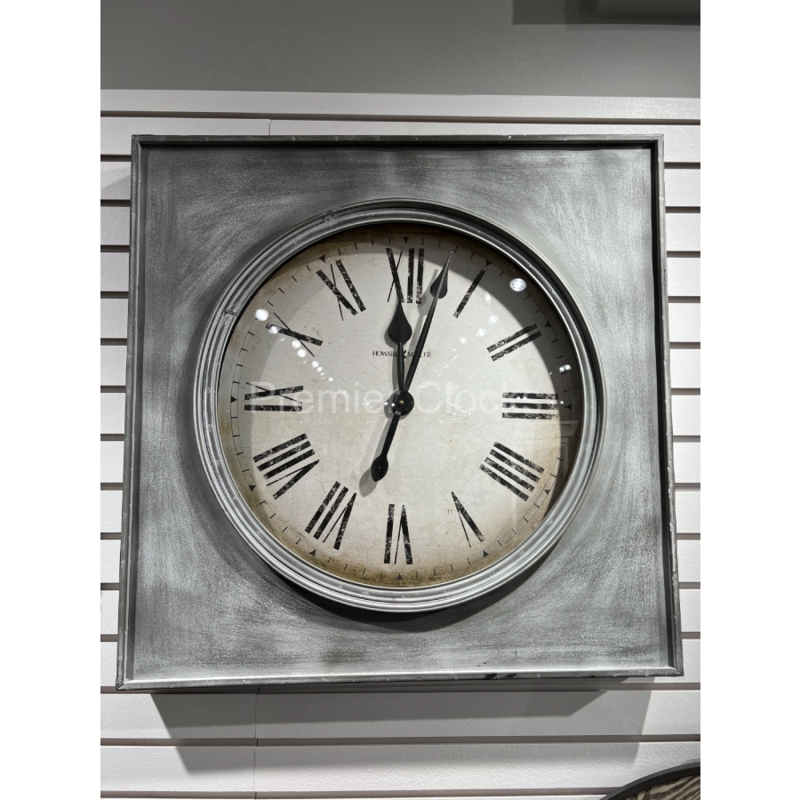 Wall Clock Charcoal Grey Open Frame Brass Hands Industrial Modern
