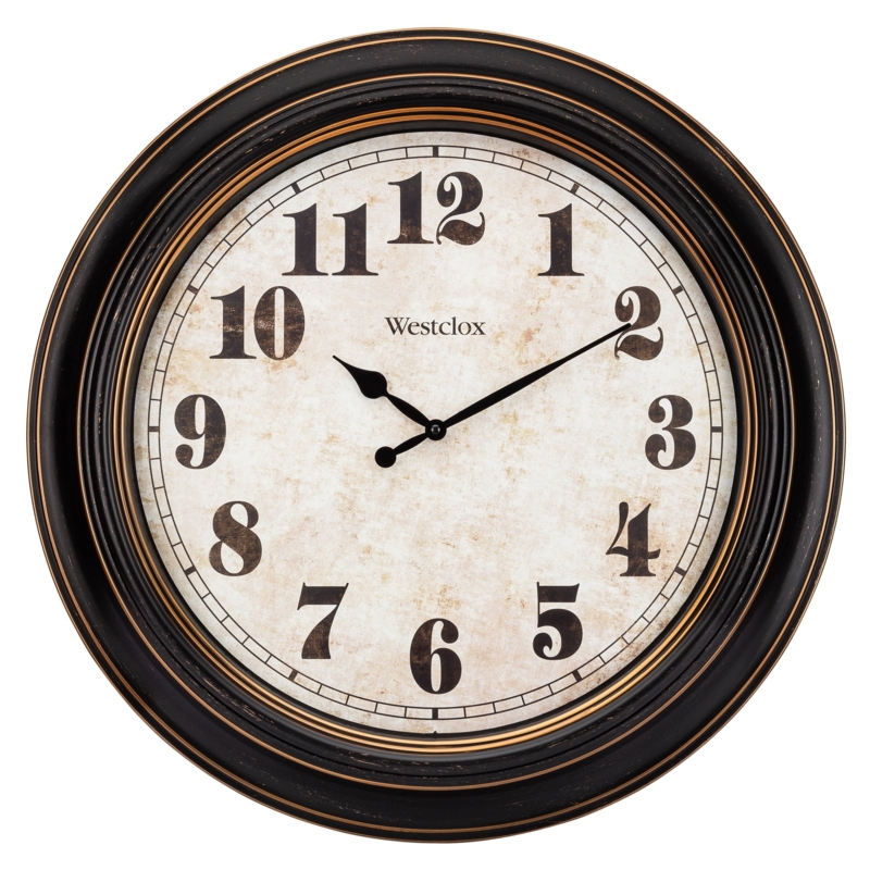 Wall Clock Classic Round Arabic Numerals Red Accent Hand