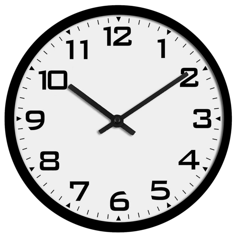 Wall Clock Classic Schoolhouse Style Matte Black Frame Red Second Hand