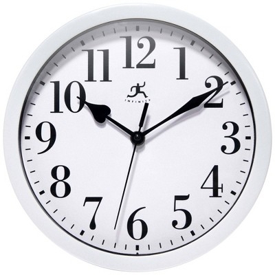 Wall Clock, Classic White Round Frame, White Dial, Red Second Hand