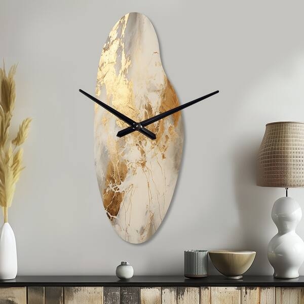 Wall Clock Cloud Shape Marble Pattern Roman Numerals Glossy Glam