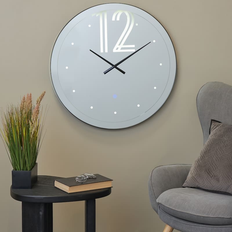 Wall Clock Contemporary Backlit Integrated LED Landscape Print