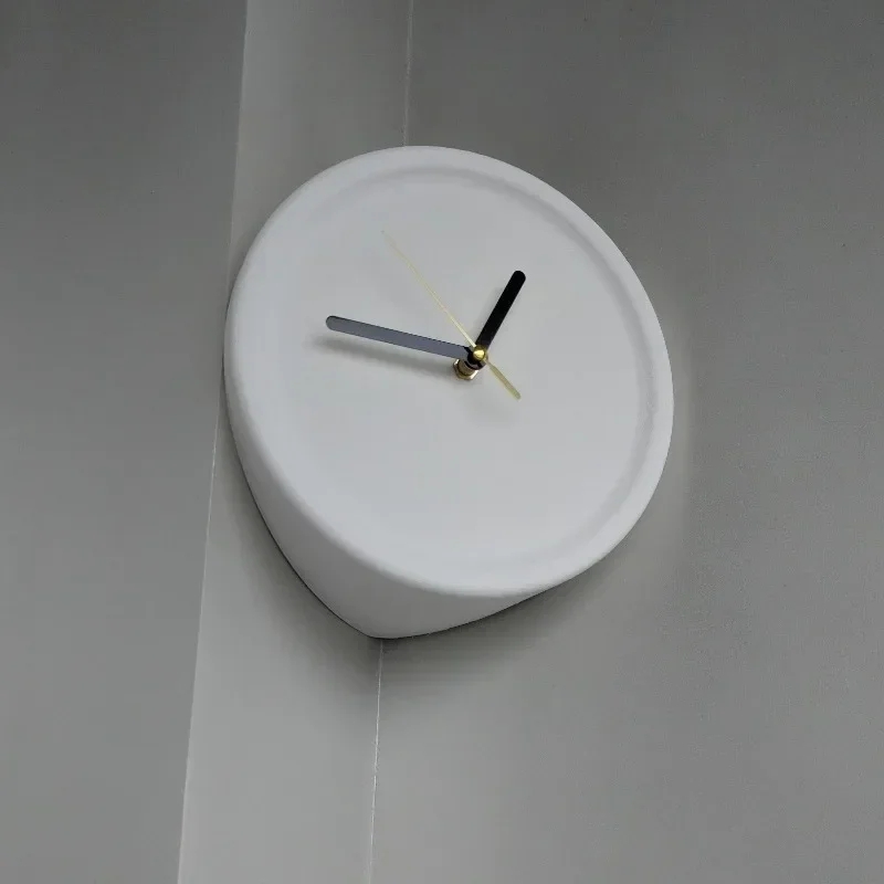 Wall Clock Corner Mount 90 Degree Wrap Minimalist White Finish