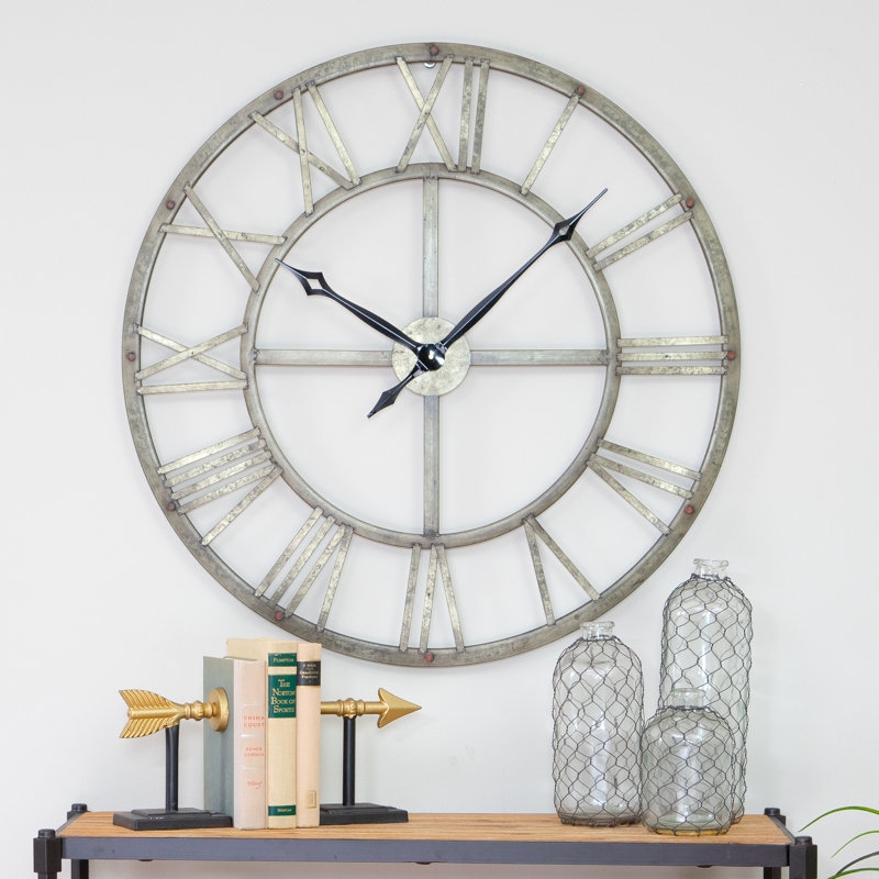Wall Clock Dark Bronze Open Frame Oversized Farmhouse Industrial
