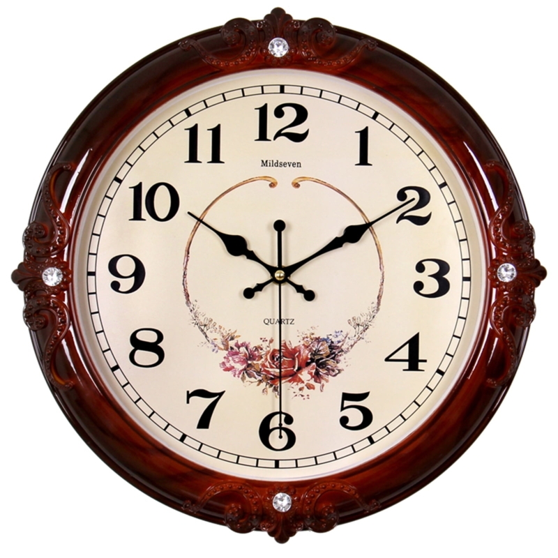 Wall Clock Distressed Dial Ornate Scrolled Hands Vintage Farmhouse