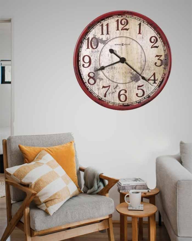 Wall Clock, Distressed Riveted Metal Frame, Weathered White Dial