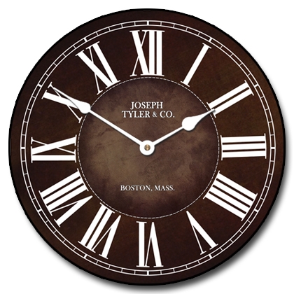 Wall Clock Distressed Wood Slatted Texture Oversized Roman Numerals