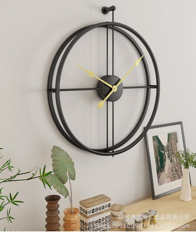 Wall Clock Double Ring Frame Gold Hands Matte Black Minimalist Modern