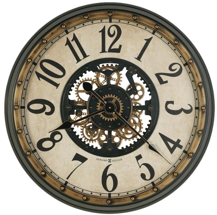 Wall Clock Exposed Gears Skeleton Frame Antique Metal